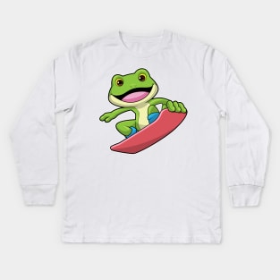 Frog as Snowboarder with Snowboard Kids Long Sleeve T-Shirt